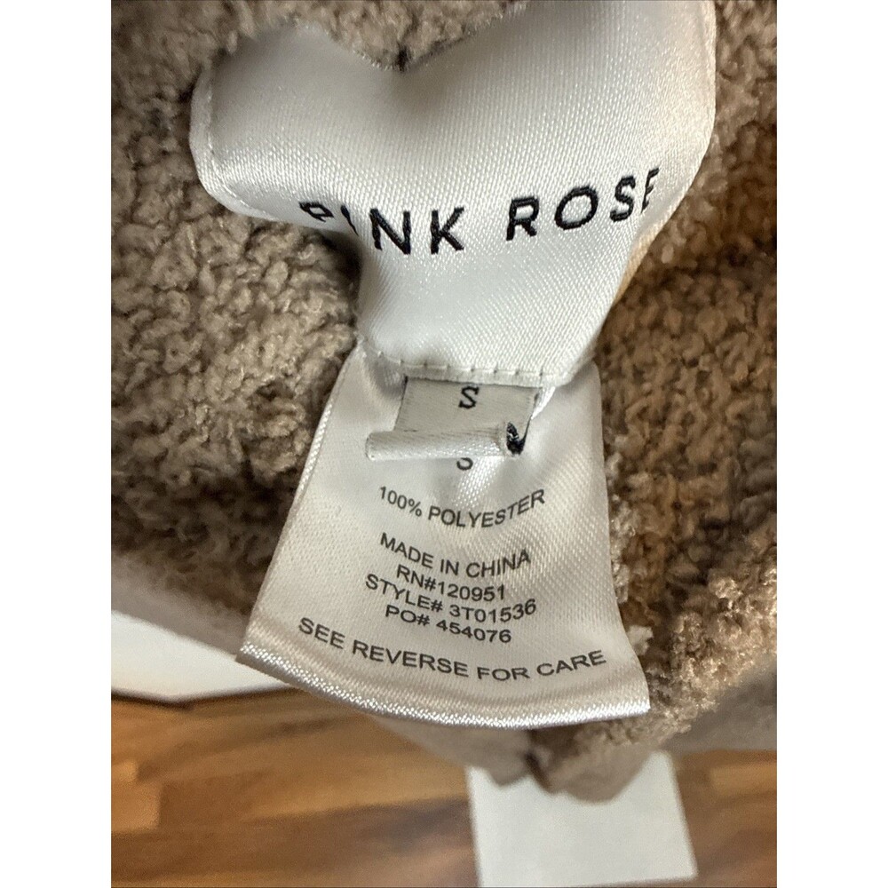 Beige Ultra Soft Teddy Bear Loungewear Set Cowl Crop Sweater Bell Pant Sz Sm - Picture 3 of 9